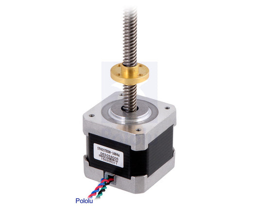 מנוע צעד עם בורג מוליך 38 ס"מ: דו קוטבי, 200 צעדים/סיבוב, 42ª38 מ"מ, 2.8V, 1.7 אמפר/פאזה