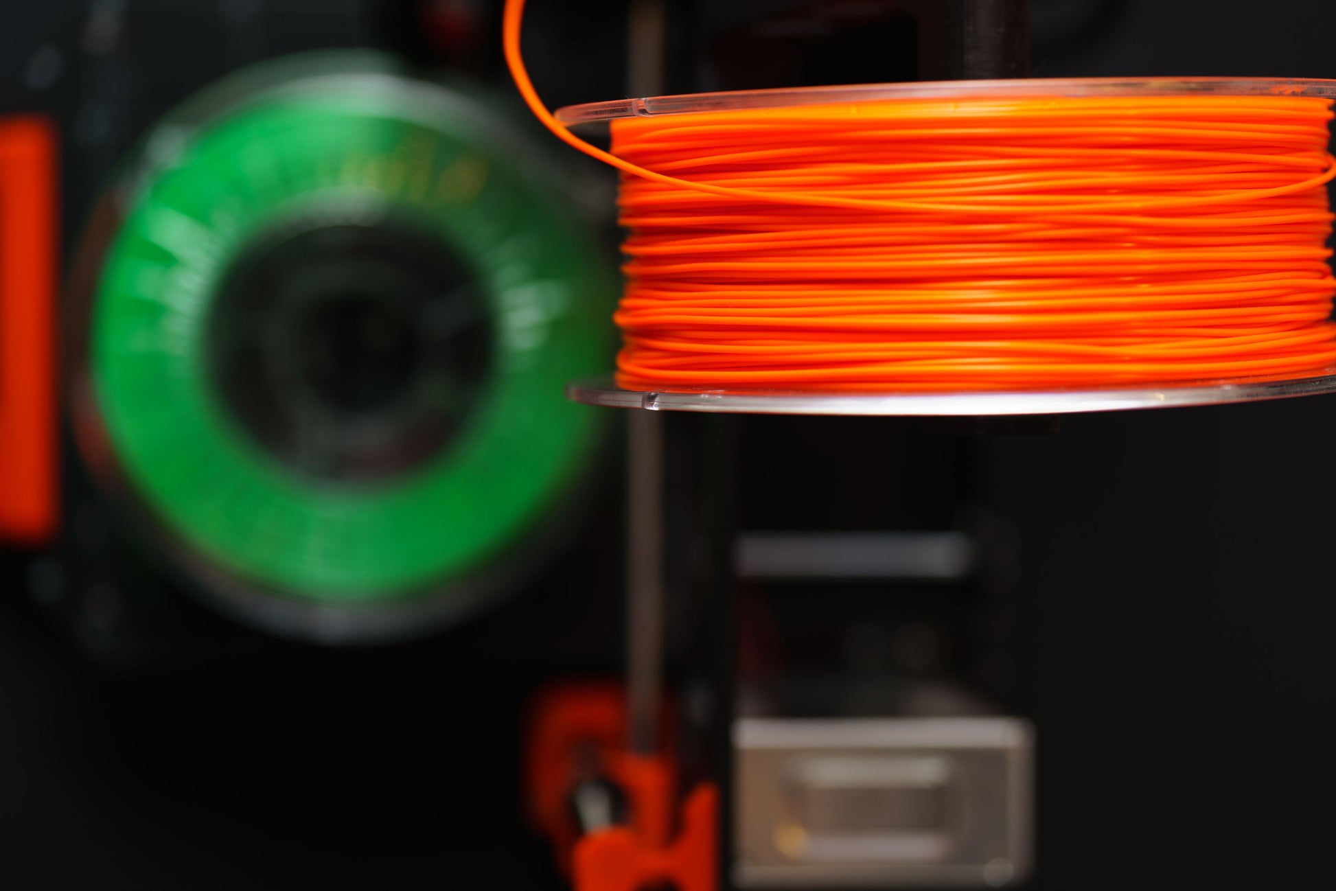 Close-up of 3D printer filament spools